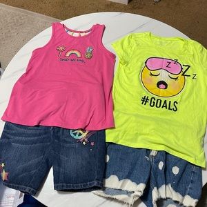 Bundle of girls shirts and jean shorts